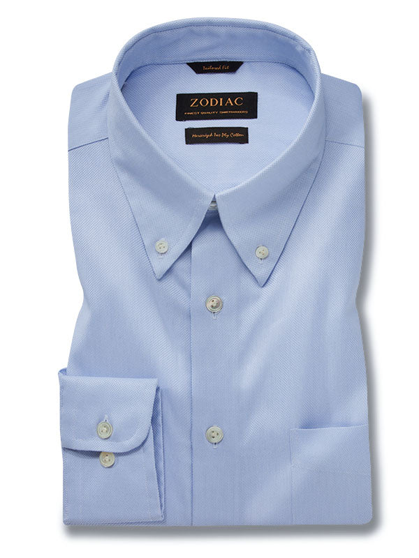 Structure Sky Solid Full Sleeve Single Cuff Tailored Fit Classic Formal Two Ply Mercerized Cotton Shirt