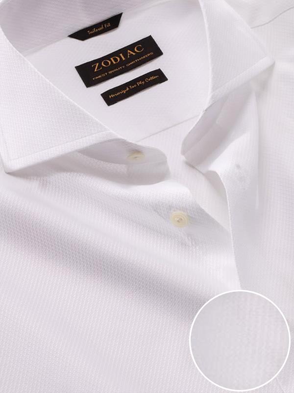 Tramonti White Solid Full Sleeve Single Cuff Tailored Fit Classic Formal Two Ply Mercerized Cotton Shirt