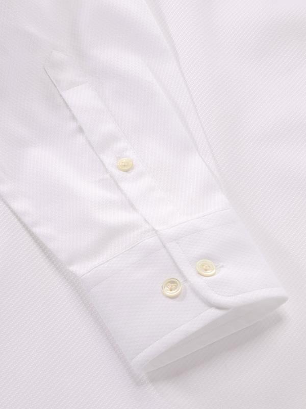 Tramonti White Solid Full Sleeve Single Cuff Tailored Fit Classic Formal Two Ply Mercerized Cotton Shirt