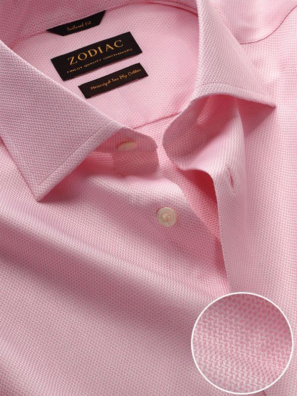 Tramonti Pink Solid Full Sleeve Single Cuff Tailored Fit Classic Formal Two Ply Mercerized Cotton Shirt