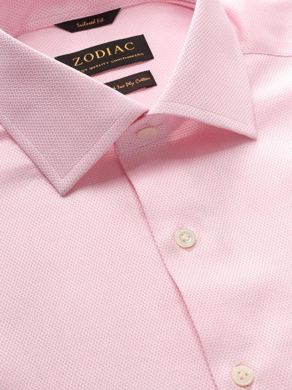 Tramonti Pink Solid Full Sleeve Single Cuff Tailored Fit Classic Formal Two Ply Mercerized Cotton Shirt