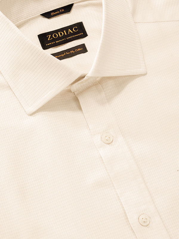 Tramonti Cream Solid Full Sleeve Single Cuff Classic Fit Classic Formal Two Ply Mercerized Cotton Shirt