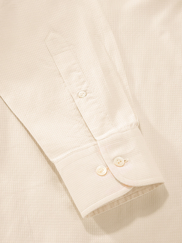 Tramonti Cream Solid Full Sleeve Single Cuff Classic Fit Classic Formal Two Ply Mercerized Cotton Shirt