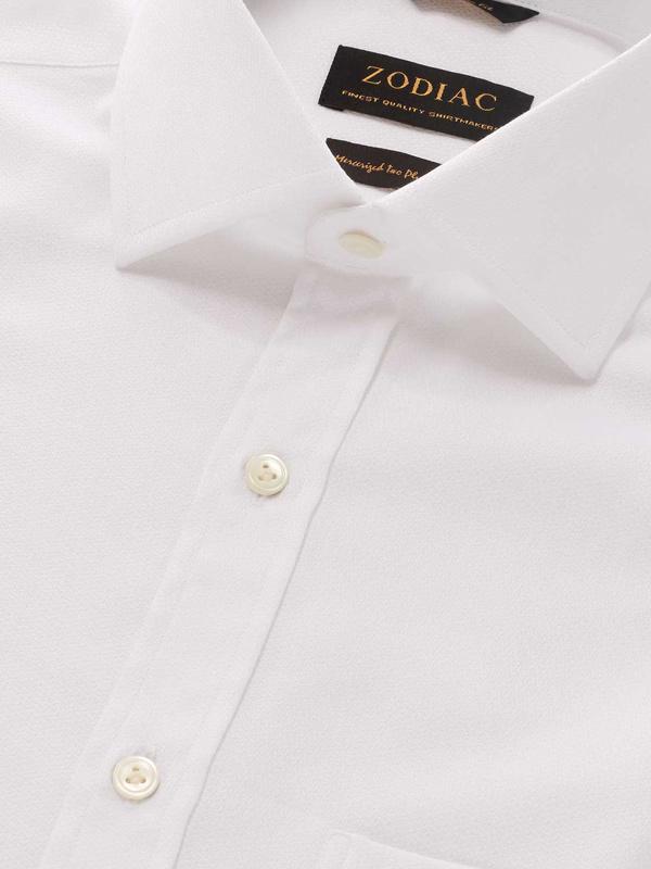 Tramonti White Solid Full Sleeve Single Cuff Classic Fit Classic Formal Two Ply Mercerized Cotton Shirt