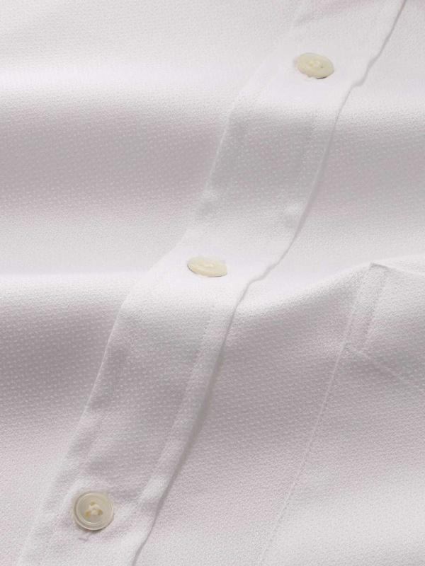 Tramonti White Solid Full Sleeve Single Cuff Classic Fit Classic Formal Two Ply Mercerized Cotton Shirt