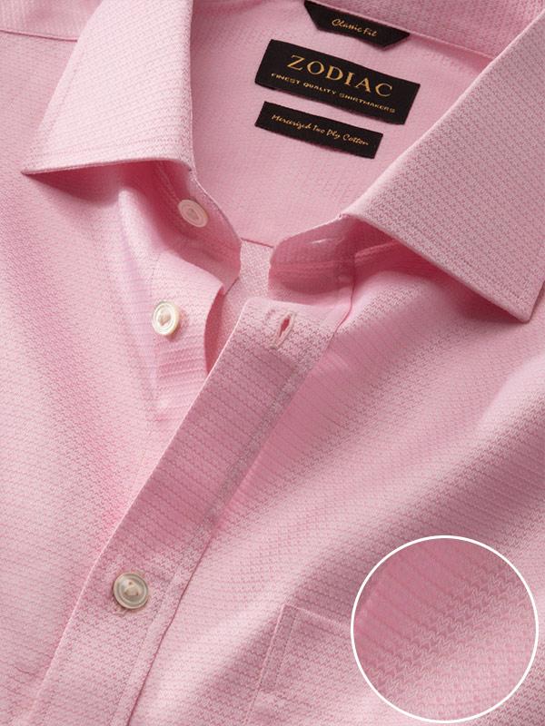 Tramonti Pink Solid Full Sleeve Single Cuff Classic Fit Classic Formal Two Ply Mercerized Cotton Shirt