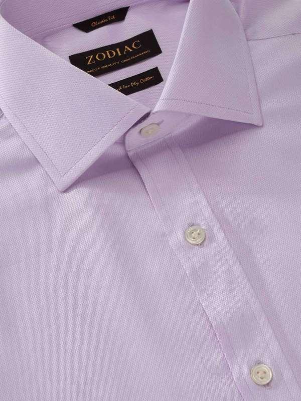 Tramonti Lilac Solid Full Sleeve Single Cuff Classic Fit Classic Formal Two Ply Mercerized Cotton Shirt