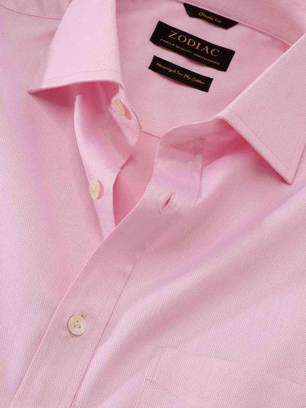 Tramonti Pink Solid Full Sleeve Single Cuff Classic Fit Classic Formal Two Ply Mercerized Cotton Shirt