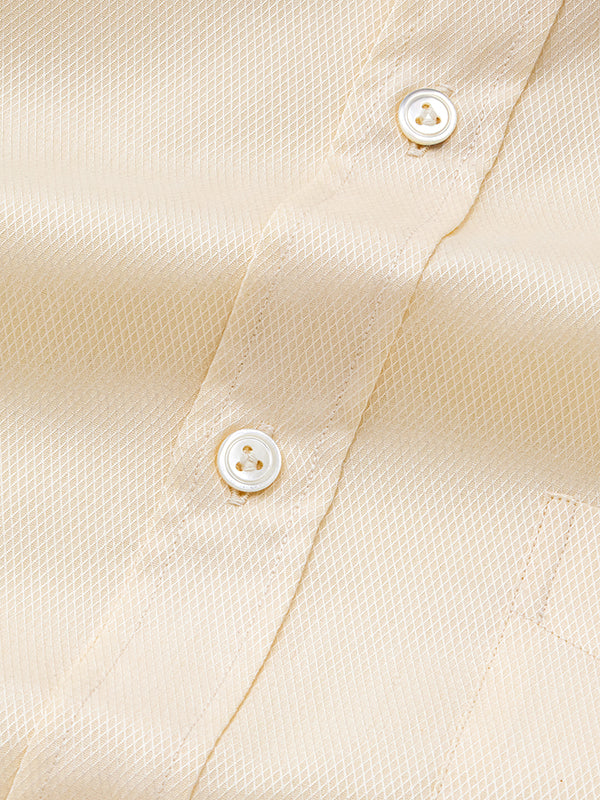 Tramonti Cream Solid Full Sleeve Double Cuff Classic Fit Classic Formal Two Ply Mercerized Cotton Shirt