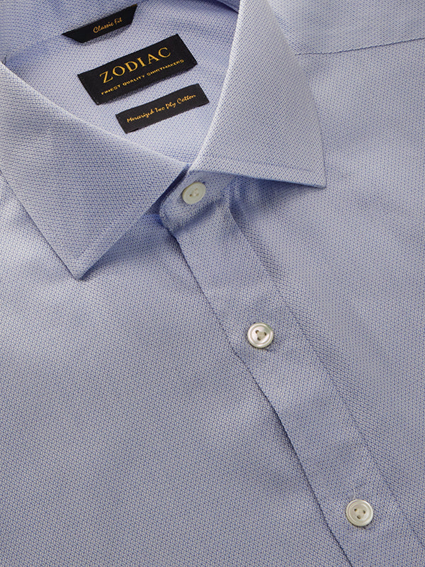 Tramonti Blue Solid Full Sleeve Single Cuff Classic Fit Classic Formal Two Ply Mercerized Cotton Shirt
