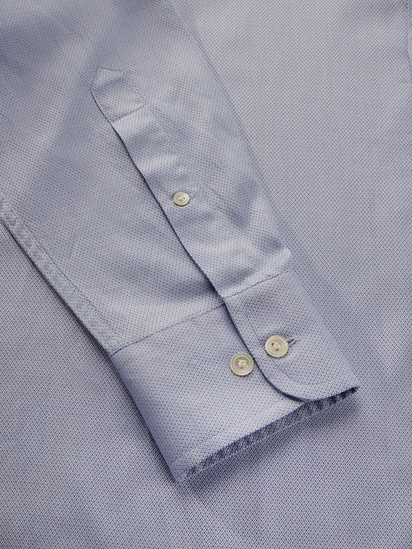 Tramonti Blue Solid Full Sleeve Single Cuff Classic Fit Classic Formal Two Ply Mercerized Cotton Shirt