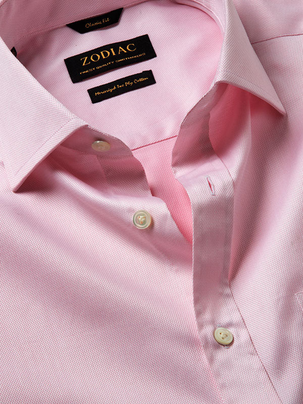 Tramonti Pink Solid Full Sleeve Single Cuff Classic Fit Classic Formal Two Ply Mercerized Cotton Shirt