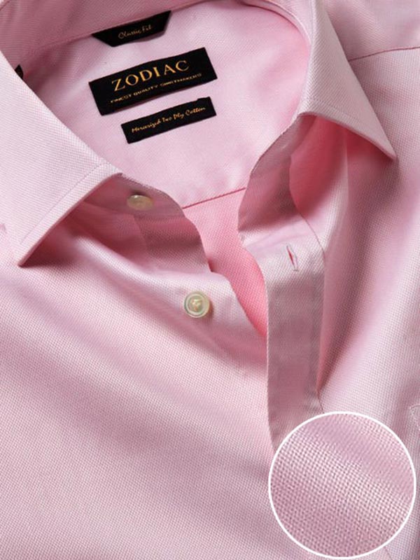 Tramonti Pink Solid Full Sleeve Single Cuff Classic Fit Classic Formal Two Ply Mercerized Cotton Shirt