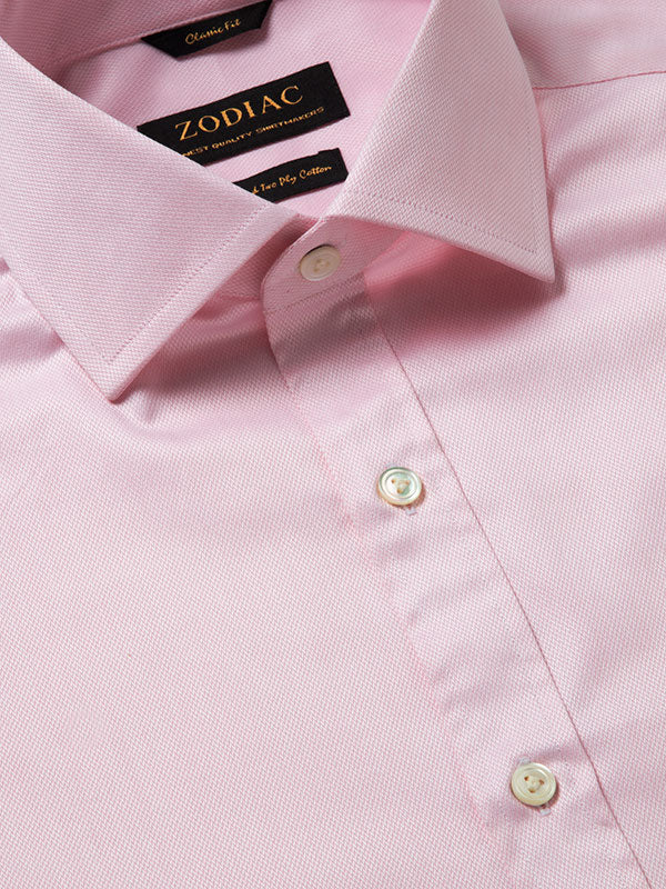Tramonti Pink Solid Full Sleeve Single Cuff Classic Fit Classic Formal Two Ply Mercerized Cotton Shirt