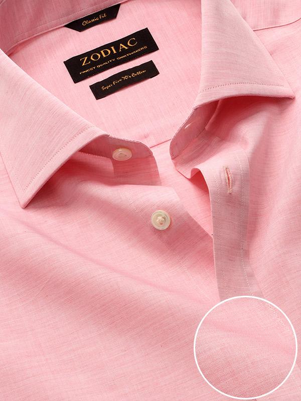 Venete  Pink Solid Half Sleeve Classic Fit Semi Formal Super Fine Cotton Shirt
