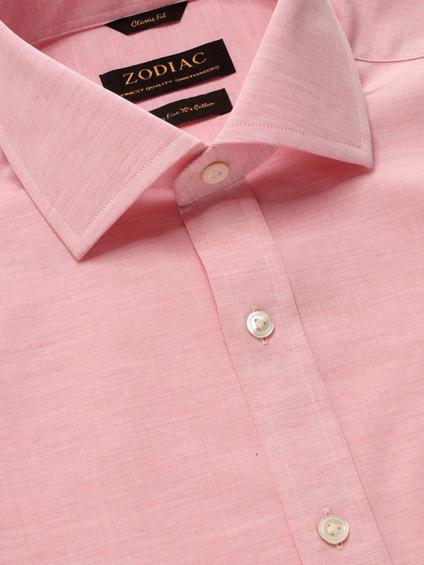 Venete  Pink Solid Half Sleeve Classic Fit Semi Formal Super Fine Cotton Shirt