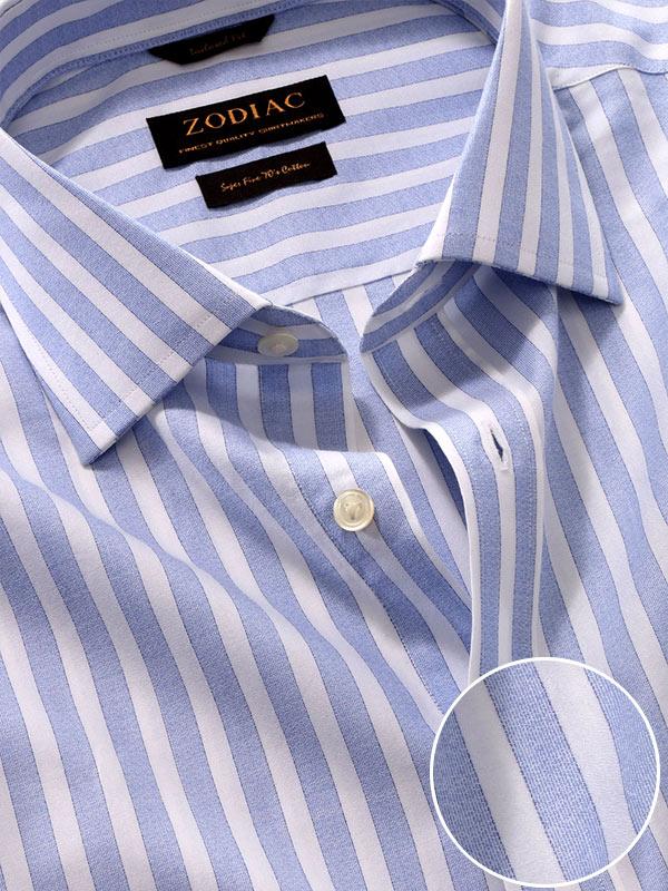 Venete  Sky Striped Half Sleeve Classic Fit Semi Formal Super Fine Cotton Shirt