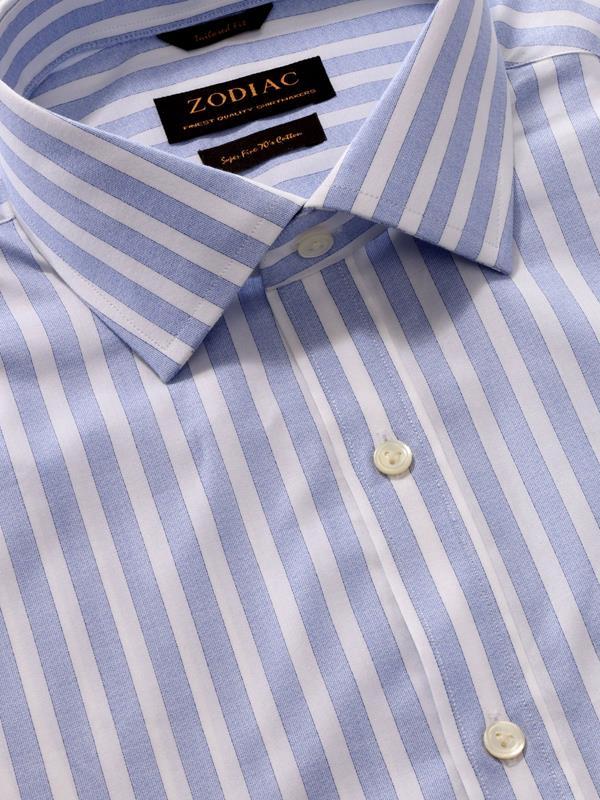 Venete  Sky Striped Half Sleeve Classic Fit Semi Formal Super Fine Cotton Shirt