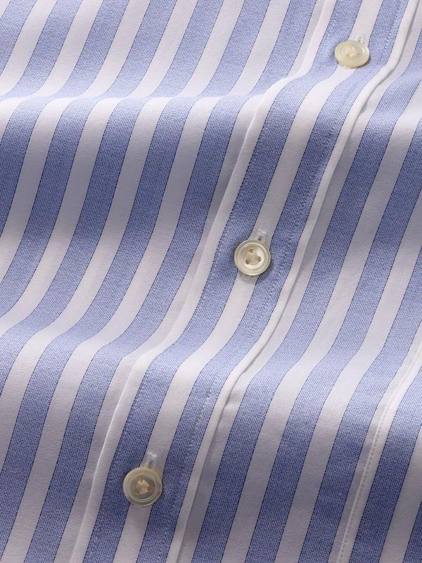 Venete  Sky Striped Half Sleeve Classic Fit Semi Formal Super Fine Cotton Shirt