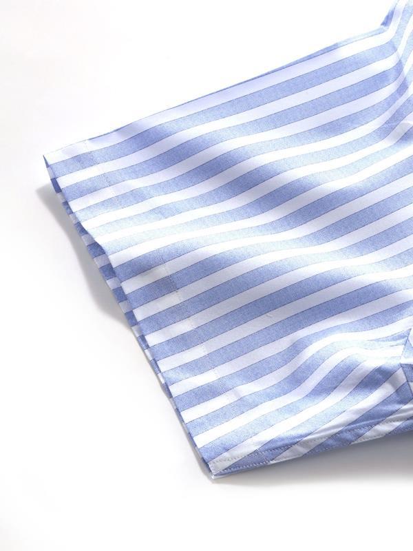 Venete  Sky Striped Half Sleeve Classic Fit Semi Formal Super Fine Cotton Shirt