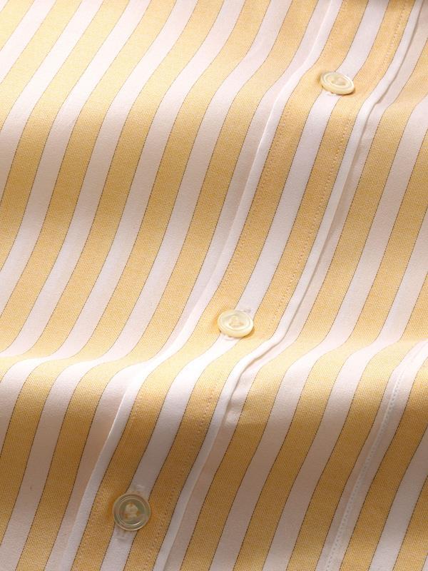 Venete  Yellow Striped Half Sleeve Classic Fit Semi Formal Super Fine Cotton Shirt