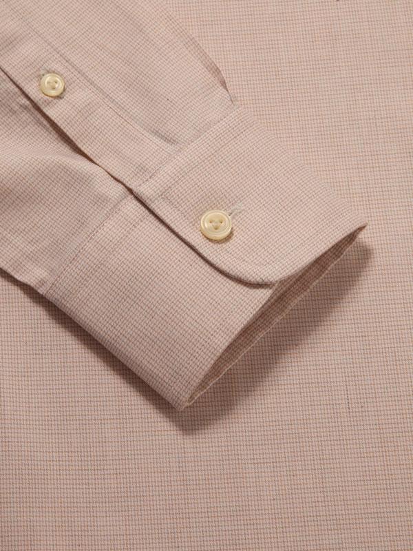 Venete  Cream Melange Full Sleeve Single Cuff Tailored Fit Semi Formal Super Fine Cotton Shirt