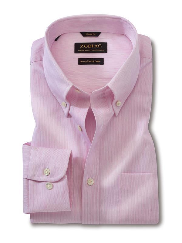 Vercelli Pink Striped Full Sleeve Single Cuff Classic Fit Semi Formal Button down collar Cotton Shirt