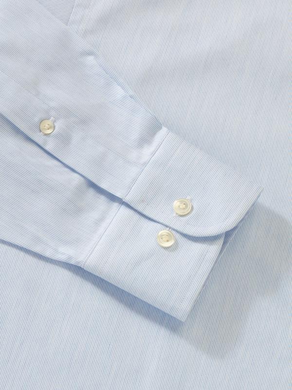 Vercelli Sky Striped Full Sleeve Single Cuff Tailored Fit Semi Formal Two Ply Mercerized Cotton Shirt