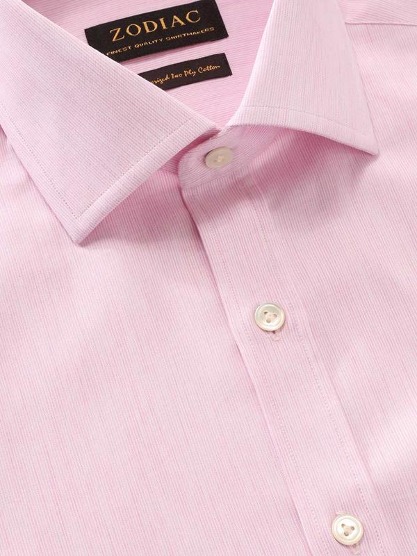 Vercelli Pink Striped Full Sleeve Single Cuff Classic Fit Semi Formal Two Ply Mercerized Cotton Shirt