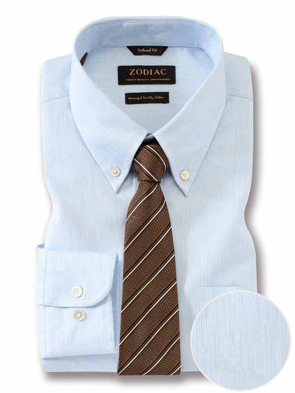 Vercelli Sky Striped Full Sleeve Single Cuff Classic Fit Semi Formal Two Ply Mercerized Cotton Shirt