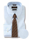 Vercelli Sky Striped Full Sleeve Single Cuff Classic Fit Semi Formal Two Ply Mercerized Cotton Shirt