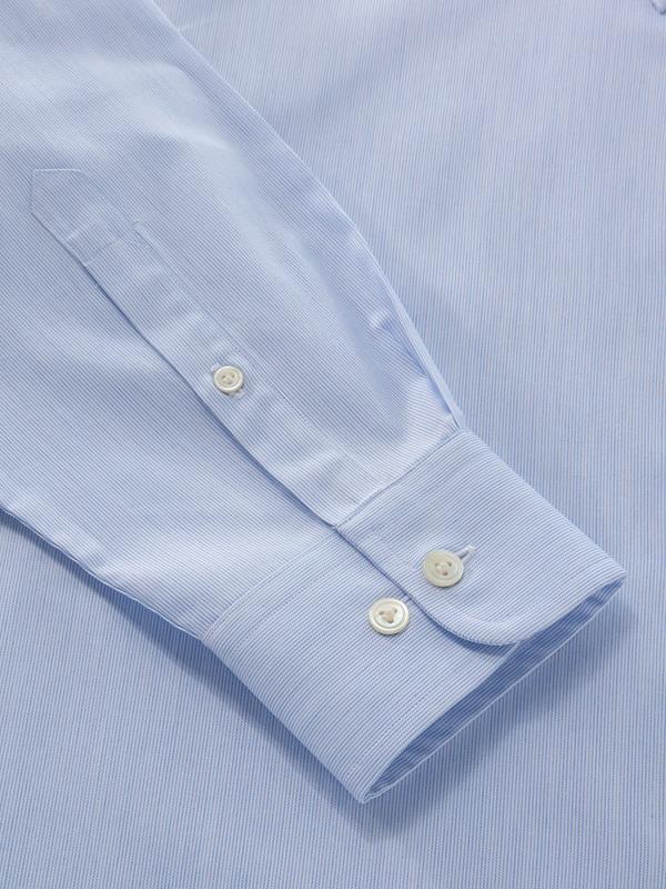 Vercelli Sky Striped Full Sleeve Single Cuff Classic Fit Semi Formal Two Ply Mercerized Cotton Shirt