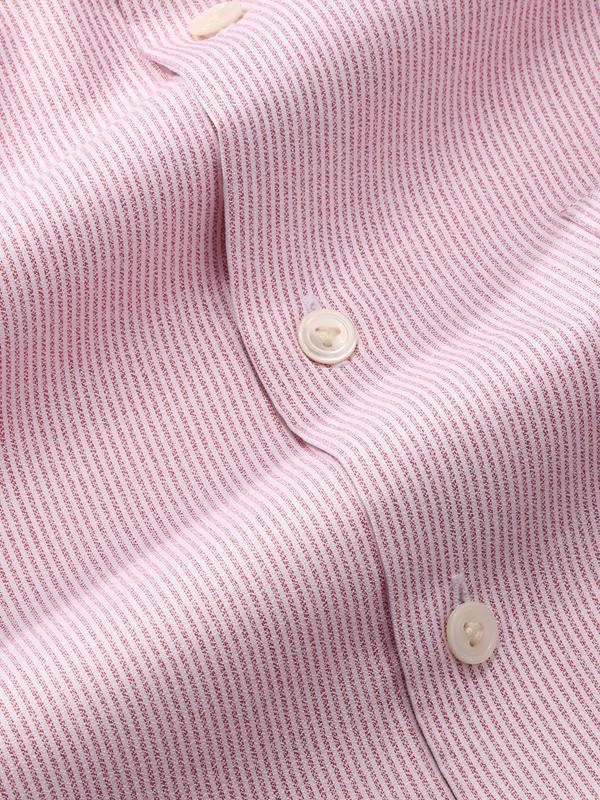 Vercelli Red Striped Full Sleeve Single Cuff Tailored Fit Semi Formal Two Ply Mercerized Cotton Shirt