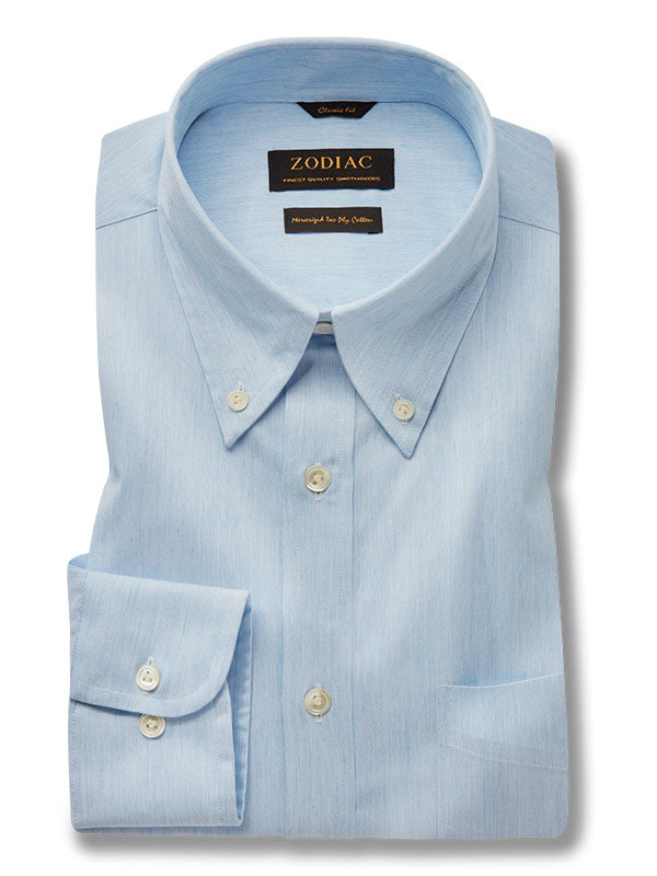 Vercelli Sky Solid Full Sleeve Single Cuff Classic Fit Semi Formal Two Ply Mercerized Cotton Shirt