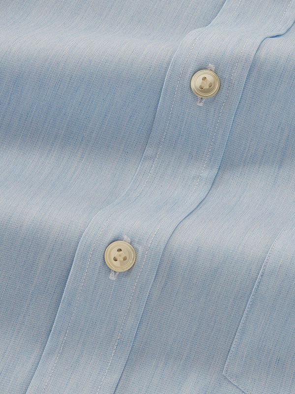 Vercelli Sky Solid Full Sleeve Single Cuff Classic Fit Semi Formal Two Ply Mercerized Cotton Shirt