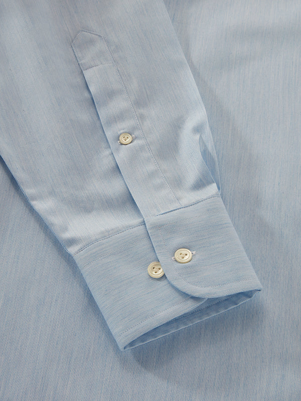Vercelli Sky Solid Full Sleeve Single Cuff Classic Fit Semi Formal Two Ply Mercerized Cotton Shirt