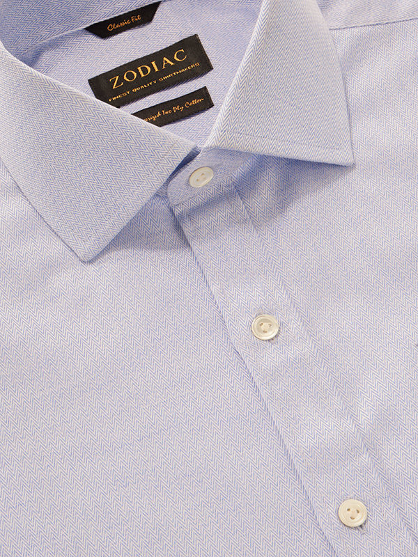 Vercelli Sky Solid Full Sleeve Single Cuff Classic Fit Semi Formal Two Ply Mercerized Cotton Shirt