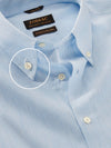 Vercelli Sky Solid Full Sleeve Single Cuff Tailored Fit Semi Formal Two Ply Mercerized Cotton Shirt