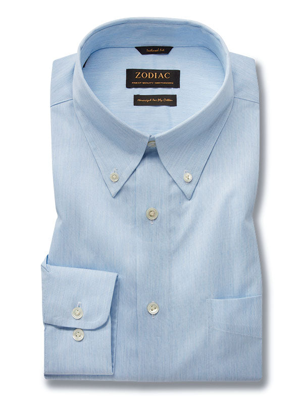 Vercelli Sky Solid Full Sleeve Single Cuff Tailored Fit Semi Formal Two Ply Mercerized Cotton Shirt