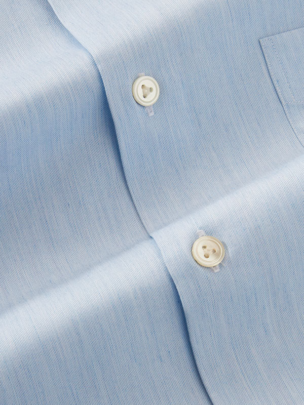 Vercelli Sky Solid Full Sleeve Single Cuff Tailored Fit Semi Formal Two Ply Mercerized Cotton Shirt