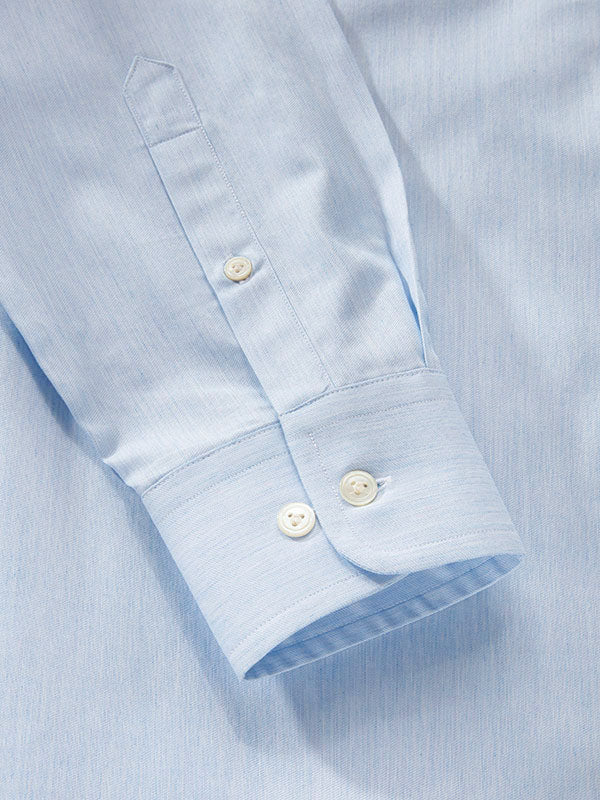 Vercelli Sky Solid Full Sleeve Single Cuff Tailored Fit Semi Formal Two Ply Mercerized Cotton Shirt