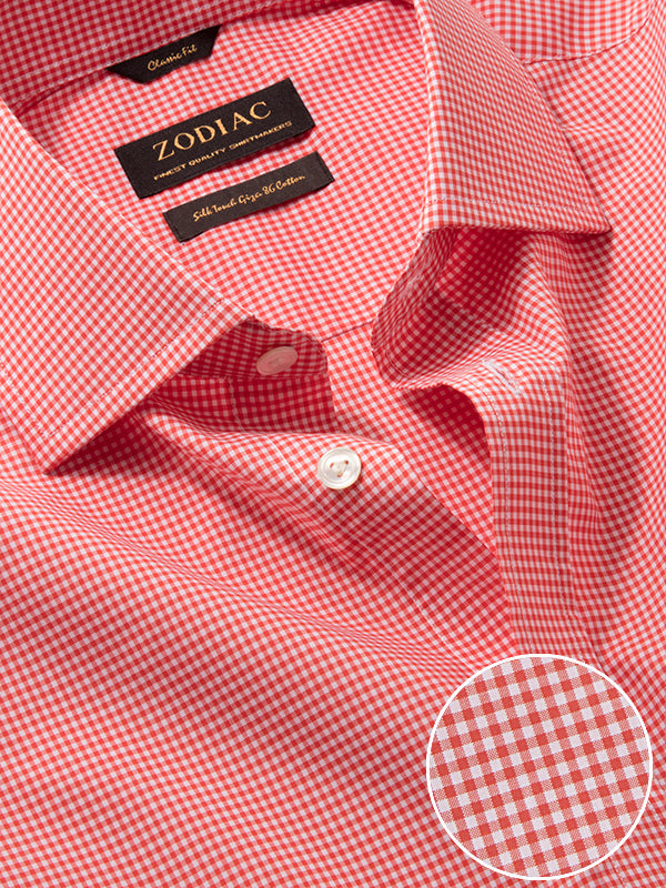 Vivace Red Check Full Sleeve Classic Fit Semi Formal Silk Touch Egyptian Giza Cotton Shirt