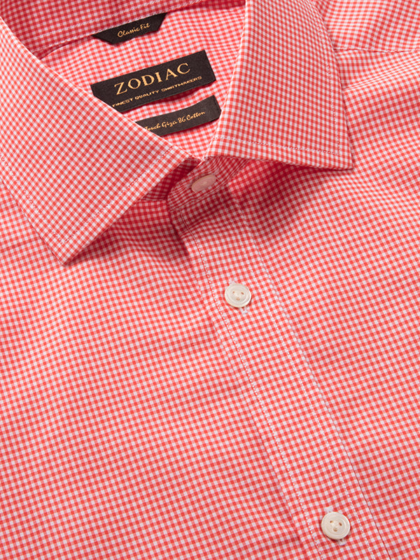 Vivace Red Check Full Sleeve Classic Fit Semi Formal Silk Touch Egyptian Giza Cotton Shirt