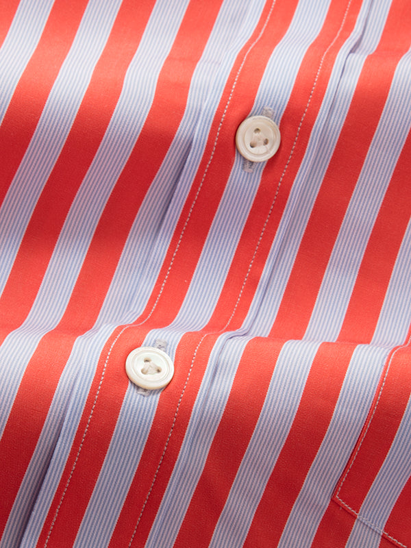 Vivace Red Striped Full Sleeve Classic Fit Semi Formal Silk Touch Egyptian Giza Cotton Shirt