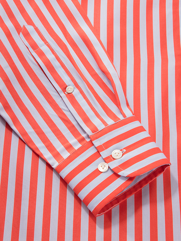 Vivace Red Striped Full Sleeve Classic Fit Semi Formal Silk Touch Egyptian Giza Cotton Shirt