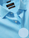 Vivace Turquoise Striped Full Sleeve Classic Fit Semi Formal Silk Touch Egyptian Giza Cotton Shirt