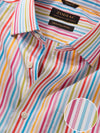 Vivace Red Striped Full Sleeve Tailored Fit Semi Formal Silk Touch Egyptian Giza Cotton Shirt