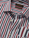 Vivace Maroon Striped Full Sleeve Single Cuff Classic Fit Semi Formal Silk Touch Egyptian Giza Cotton Shirt