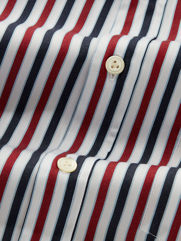 Vivace Maroon Striped Full Sleeve Single Cuff Classic Fit Semi Formal Silk Touch Egyptian Giza Cotton Shirt