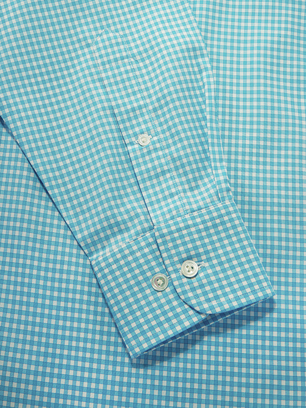 Vivace Aqua Check Full Sleeve Single Cuff Classic Fit Semi Formal Silk Touch Egyptian Giza Cotton Shirt